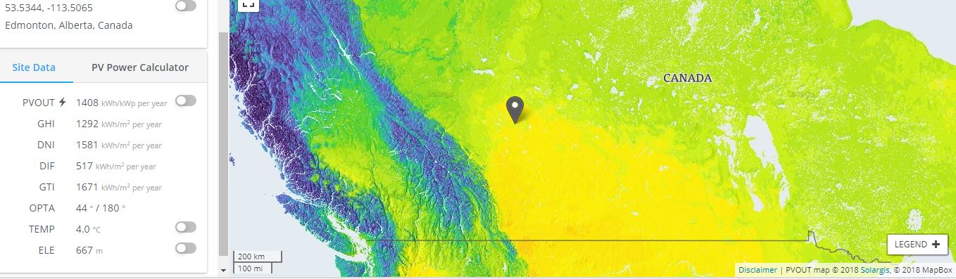 Edmonton Solar energy potential
