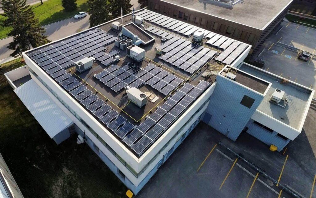 Commercial solar roof building in edmonton